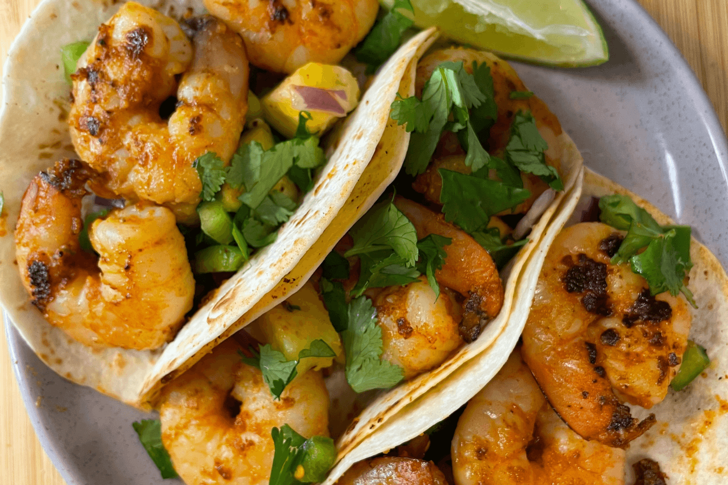 Punchy pineapple prawn tacos