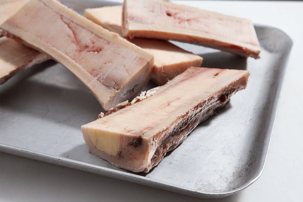 Marrow bones are typically cut crosswise