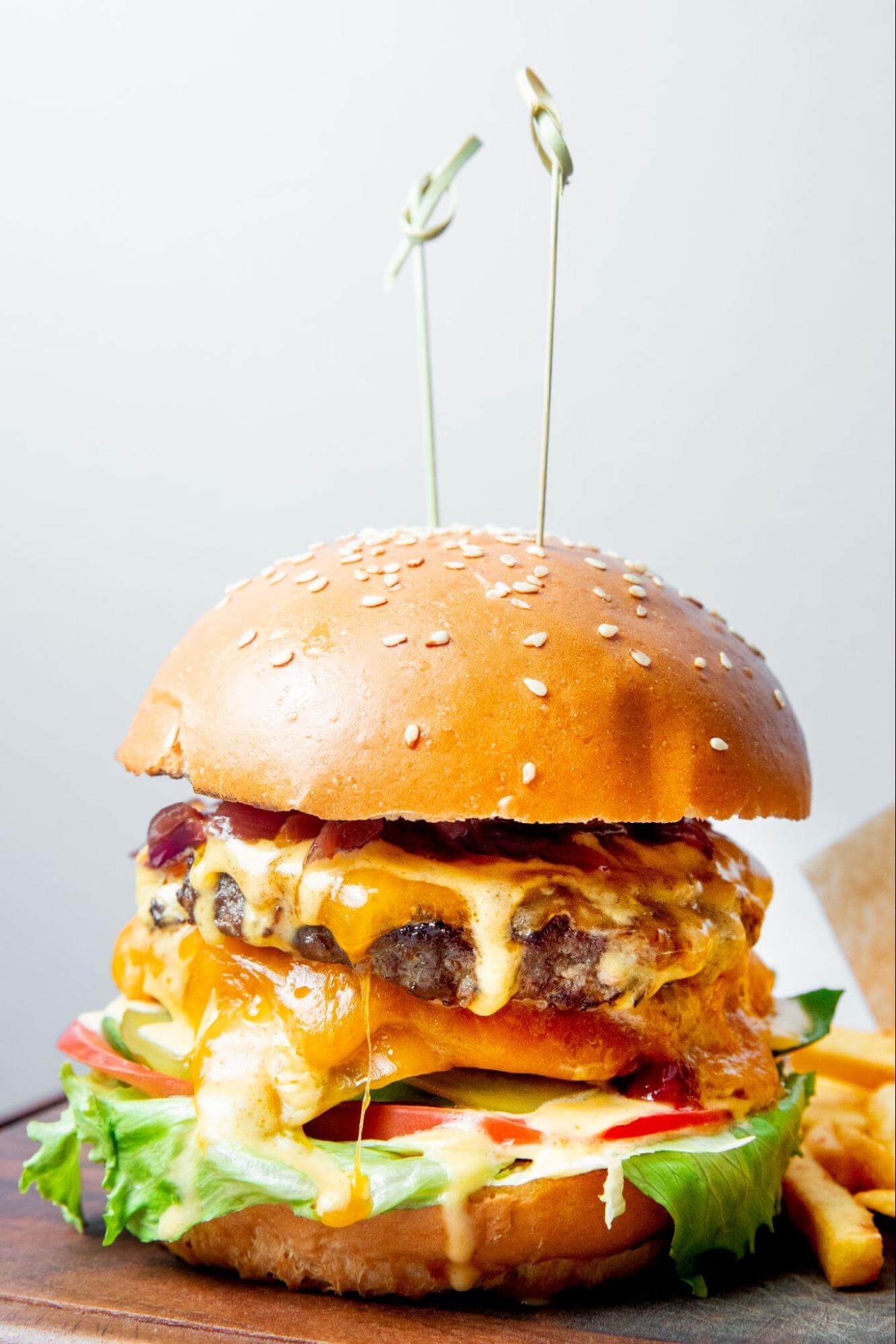 Cheesy, juicy and delightful beef burger