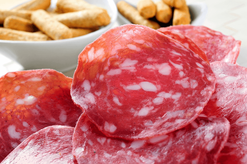 Dry cured Salchichon from Manettas online marketplace.