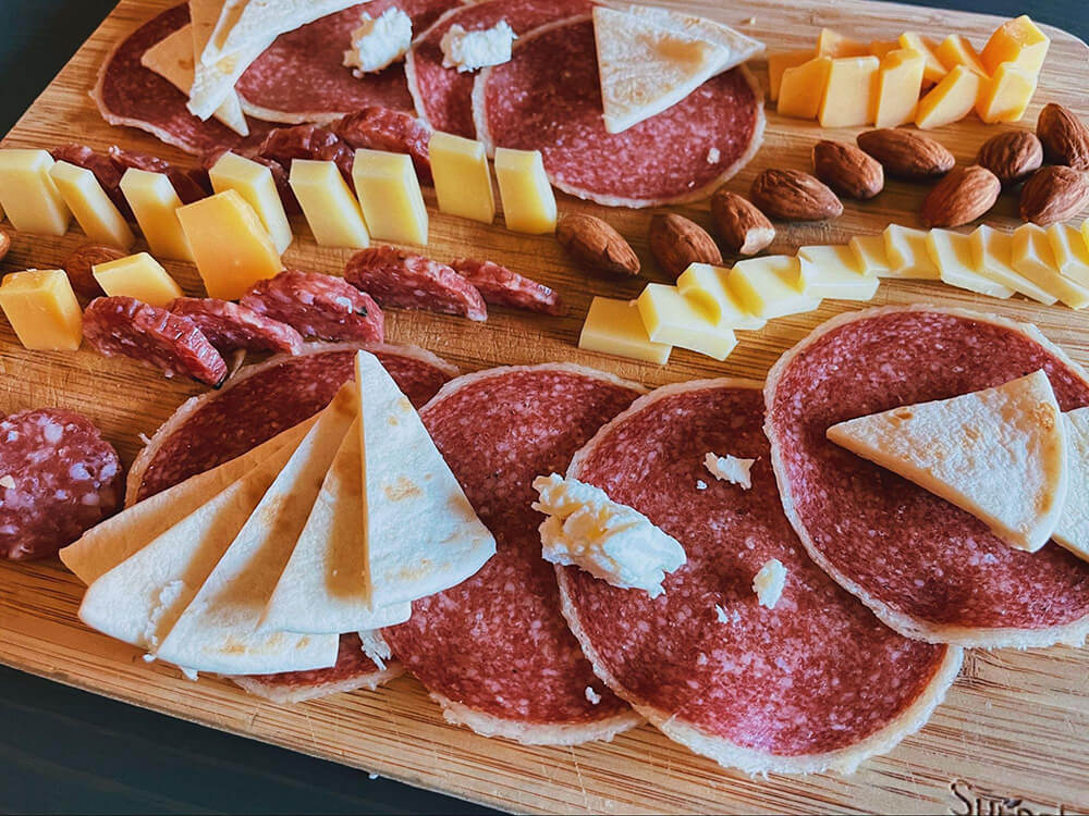 A decadent charcuterie board