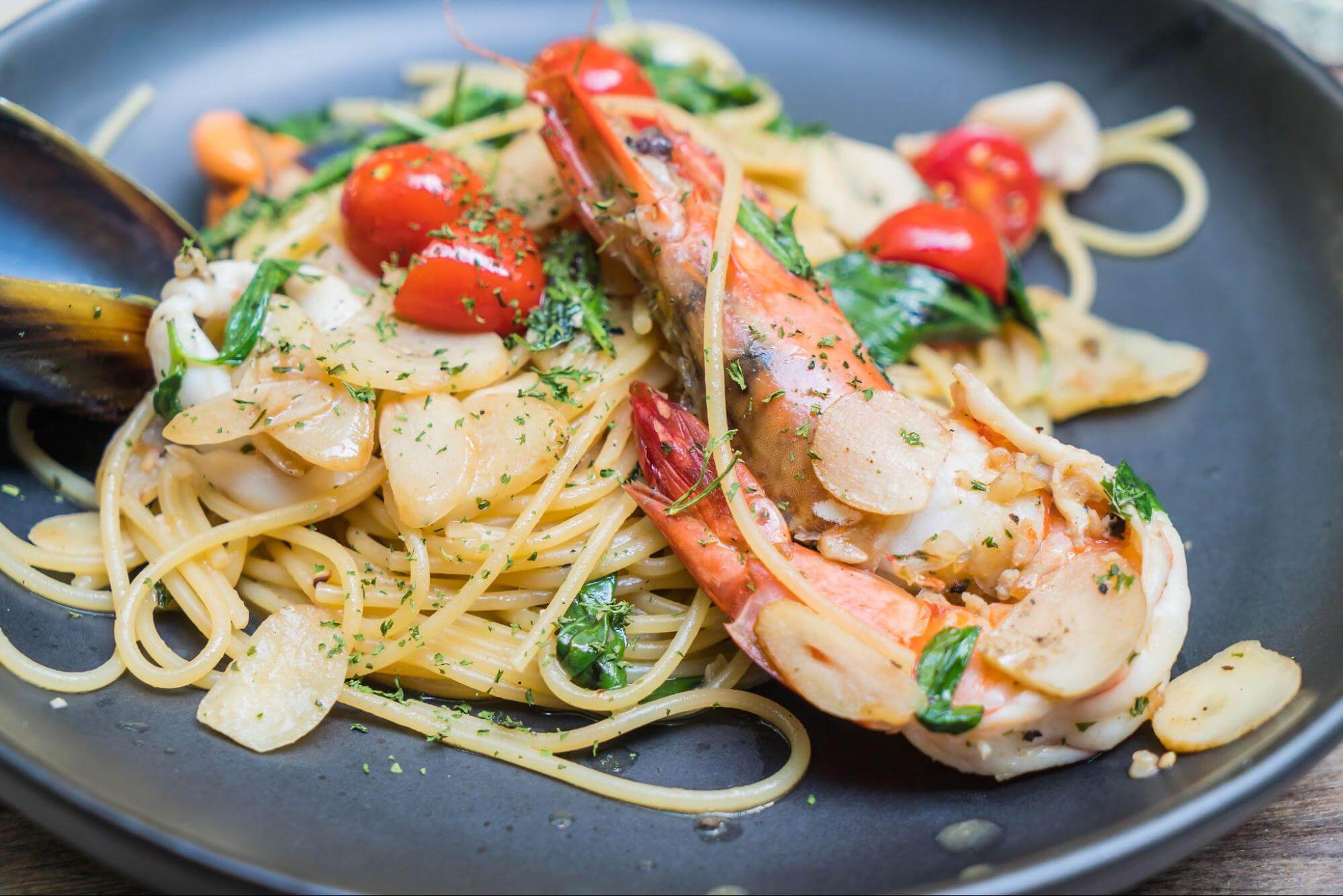 Summer Shrimp and Scallop Pasta