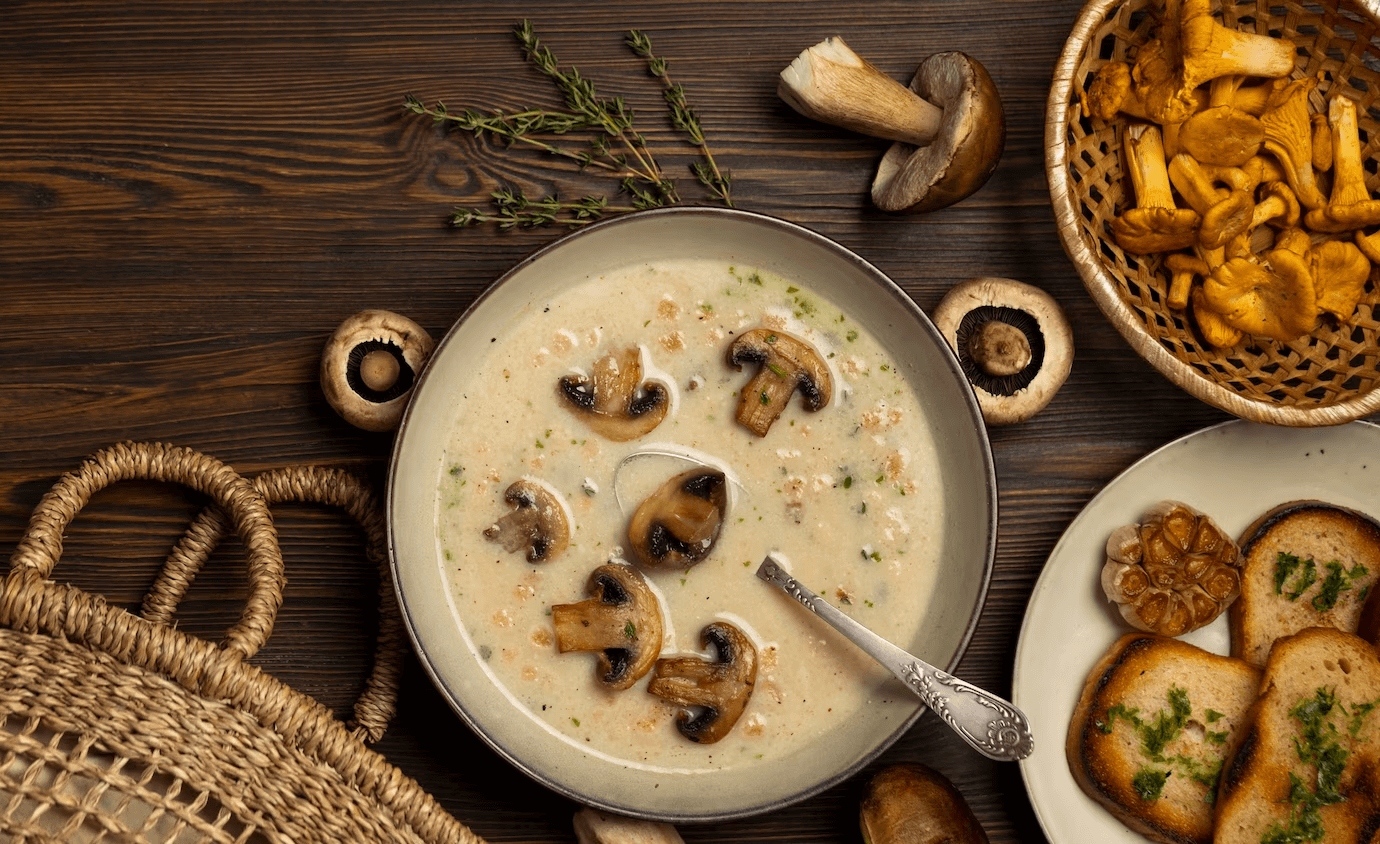 Nothing says comfort food like a bowl of mushroom soup with slices of mushrooms.