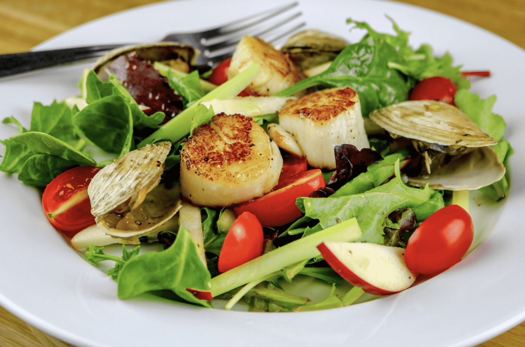 Apple Salad with Littleneck Clams and Scallops - Manettas Seafood Market